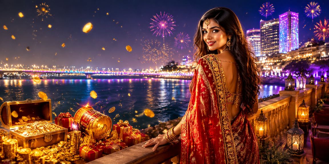 Ahmedabad riverfront with betting and gaming activities illustration