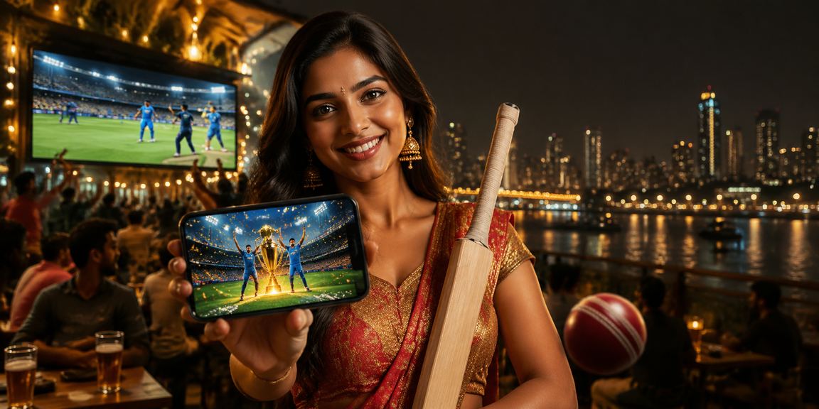 Cricket fans enjoying live betting at a night market in India
