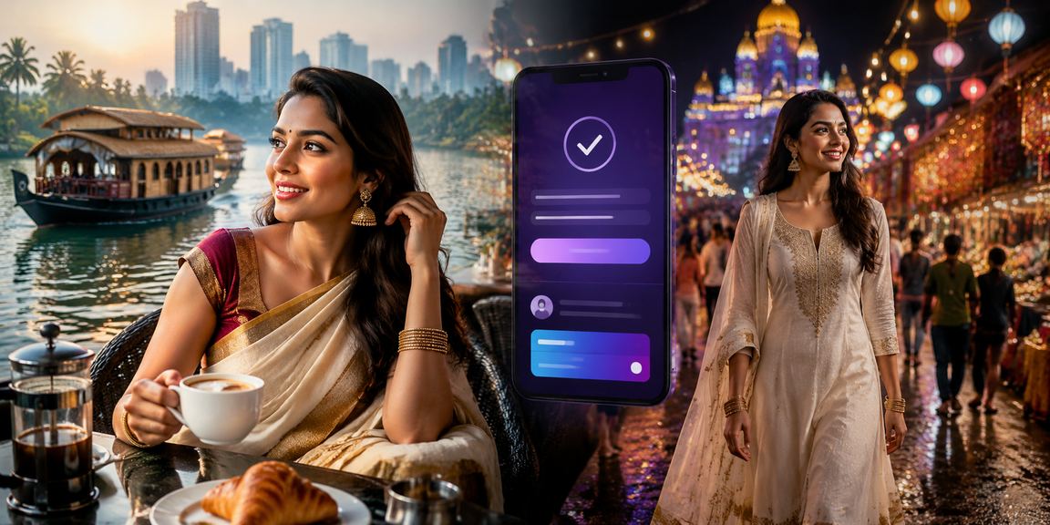 Night market in Kerala with mobile payment usage